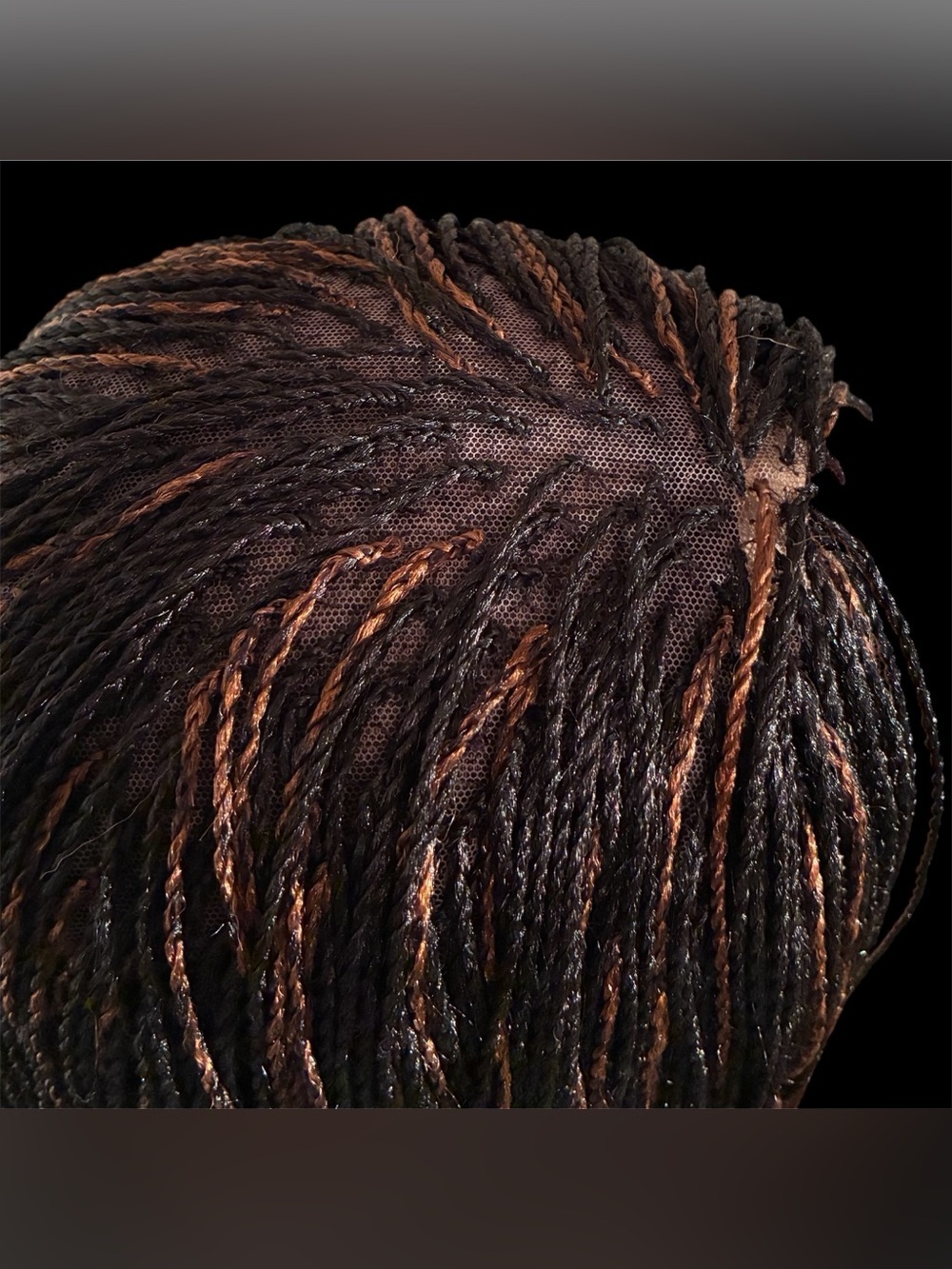 Synthetic Micro Twist Lace Front Wig in Black with Copper Highlights - Picture 3 of 14
